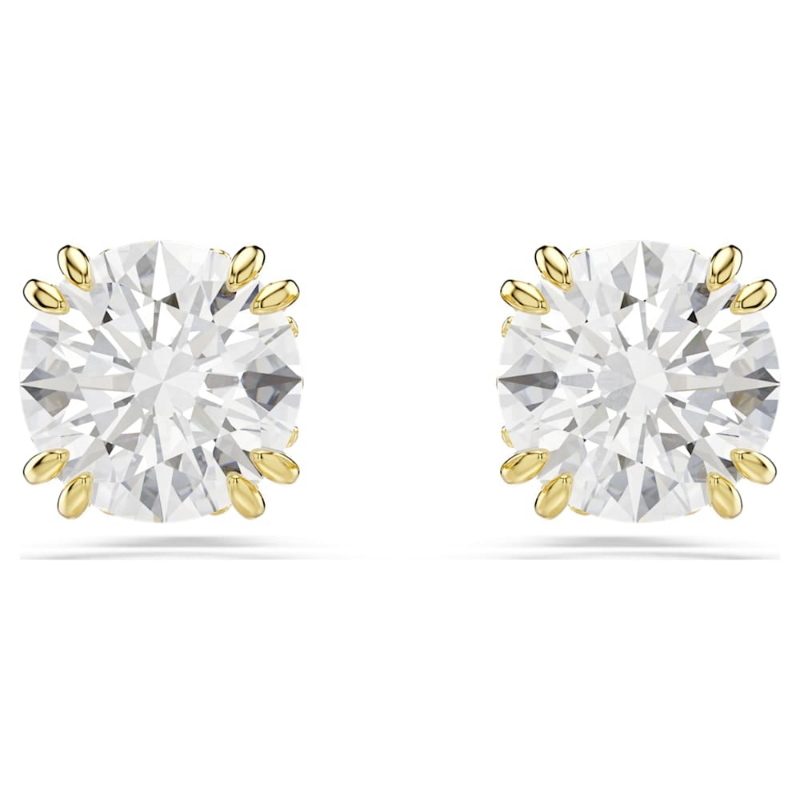 Swarovski 5642595 orecchini a lobo stilla, taglio round, bianchi, finitura oro 18k di swarovski originale