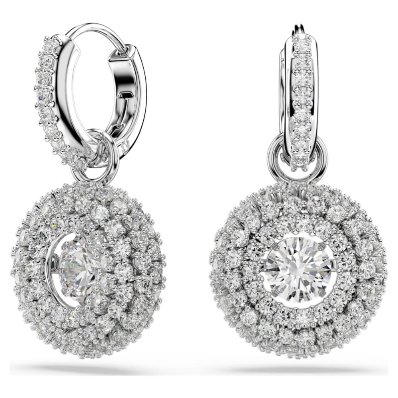 Swarovski 5738193 orecchini pendenti sublima, taglio round, bianchi, placcato rodio di swarovski originale