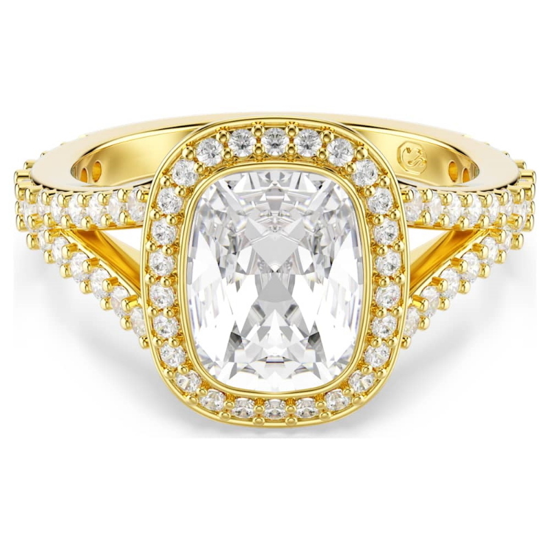 Swarovski 5762629 anello una angelic, taglio cushion, bianco, finitura oro 18k di swarovski originale