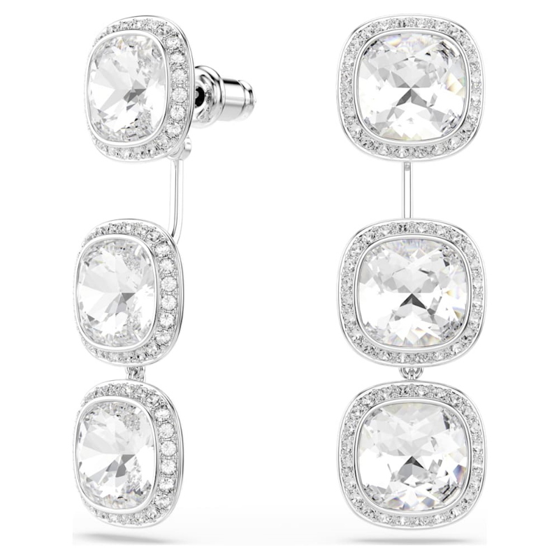 Swarovski 5754342 orecchini una angelic, taglio cushion, bianchi, placcato rodio di swarovski originale