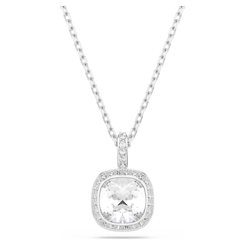 Swarovski 5754340 pendente una angelic, taglio cushion, bianco, finitura oro 18k di swarovski originale