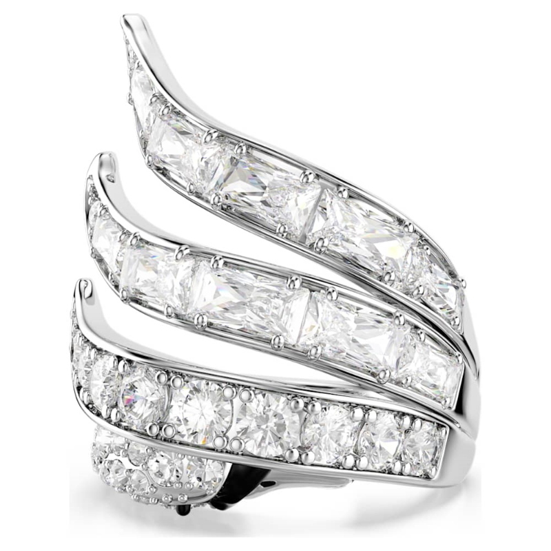 Swarovski 5762206 anello cocktail vienna, taglio misto, cigno, bianco, placcato rodio di swarovski originale