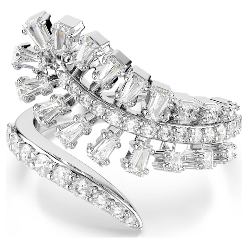 Swarovski 5757835 anello aperto vienna, taglio misto, piuma, bianco, placcato rodio di swarovski originale