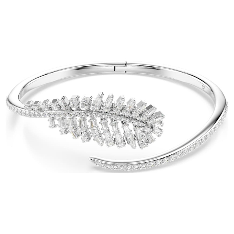 Swarovski 5754275 bracciale rigido vienna, taglio misto, piuma, bianco, placcato rodio di swarovski originale