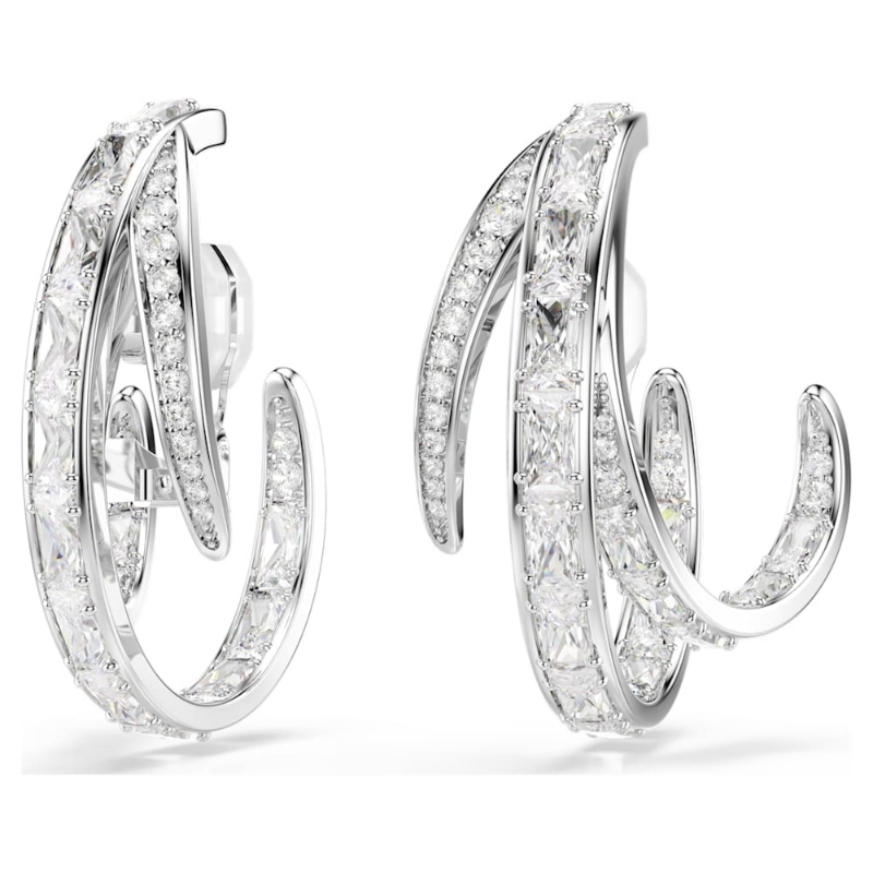 Swarovski 5756046 orecchini a clip vienna, taglio misto, bianchi, placcato rodio di swarovski originale