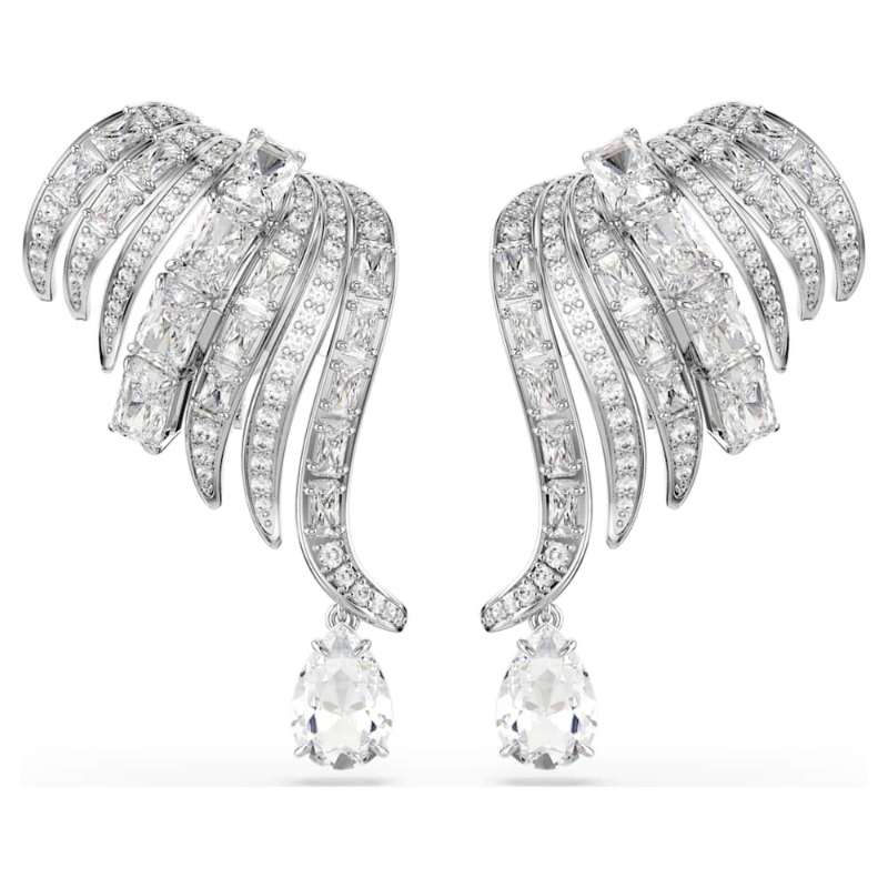 Swarovski 5755961 orecchini a clip vienna, taglio misto, cigno, bianchi, placcato rodio di swarovski originale