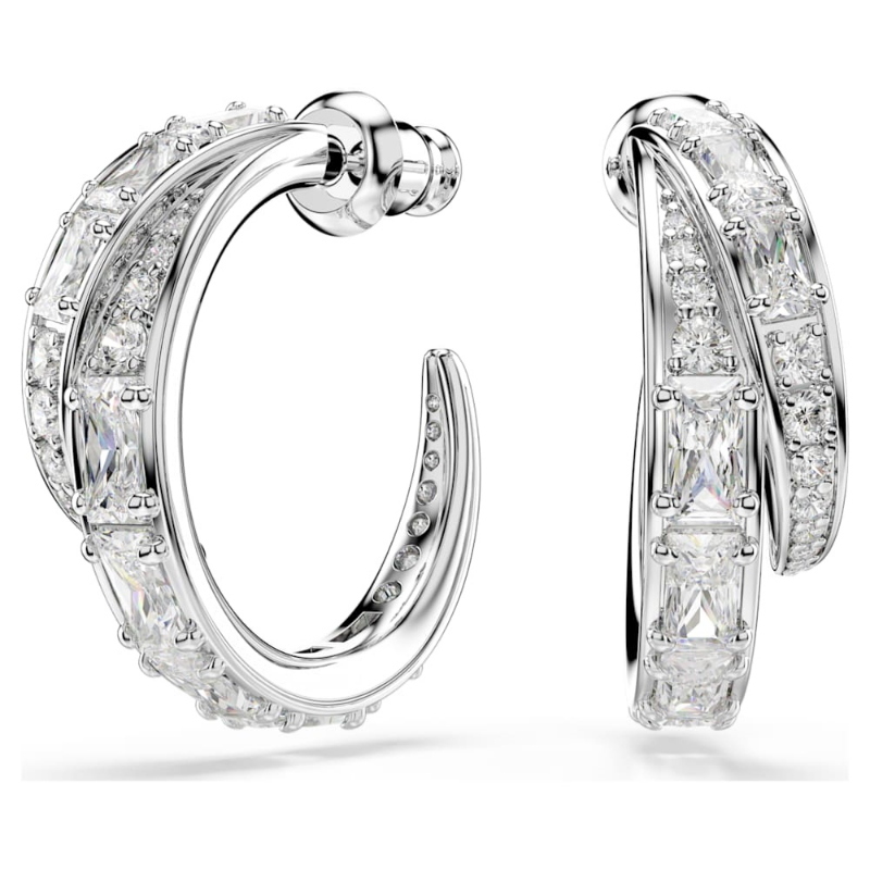 Swarovski 5749069 orecchini a cerchio vienna, taglio misto, bianchi, placcato rodio di swarovski originale