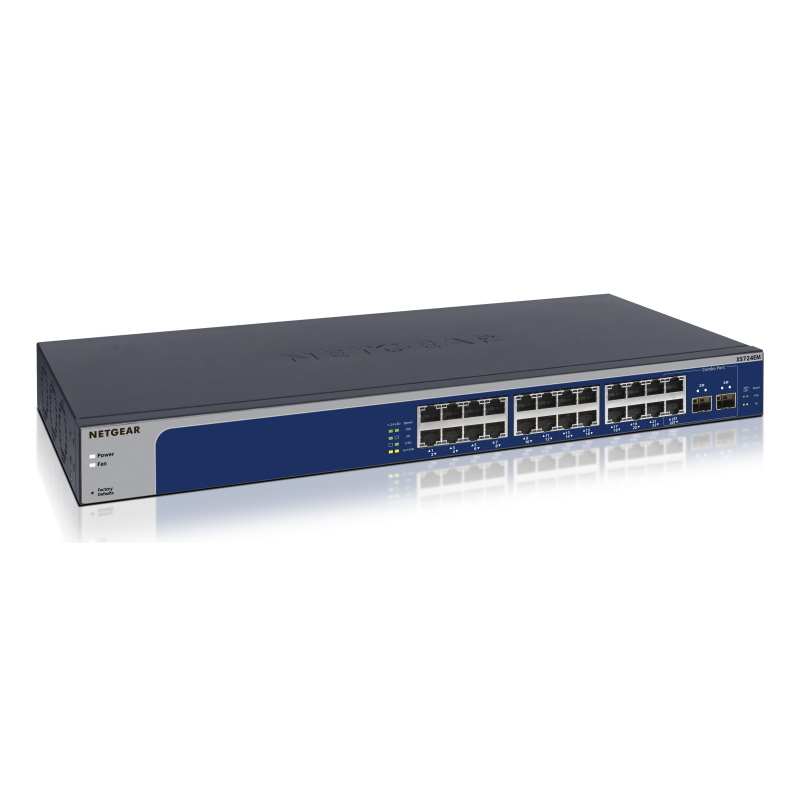 Netgear xs724em gestito l2 10g ethernet (100/1000/10000) 1u blu, grigio