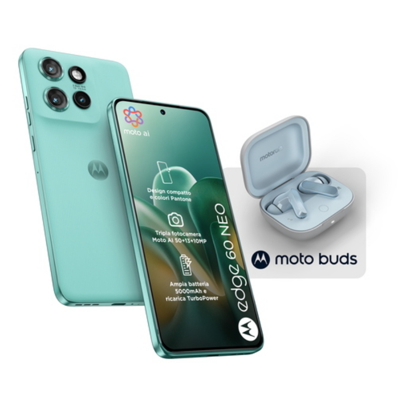 Motorola smartphone edge 60 neo 8+256gb 6.36 5g pantone frostbite + buds ds ita