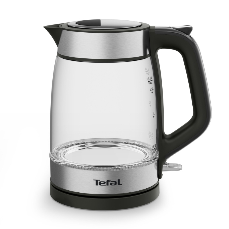 Tefal glass kettle ki605830 bollitore elettrico 1,7 l 2200 w nero, argento, trasparente