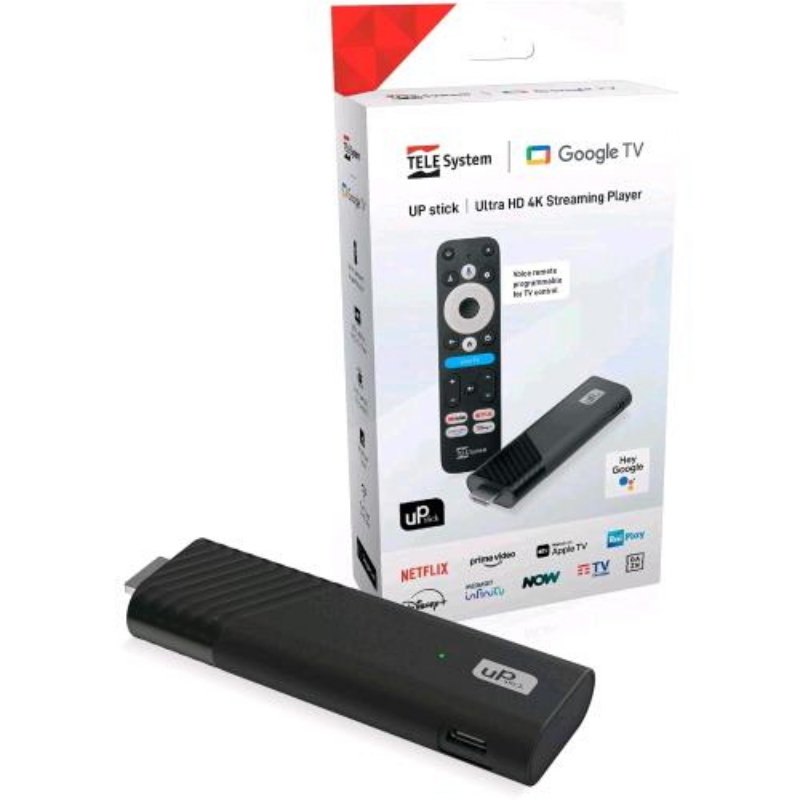 Telesystem up stick google tv 4k uhd hdmi wi-fi dual band dolby vision/atmos google assistant 32gb hdr10+