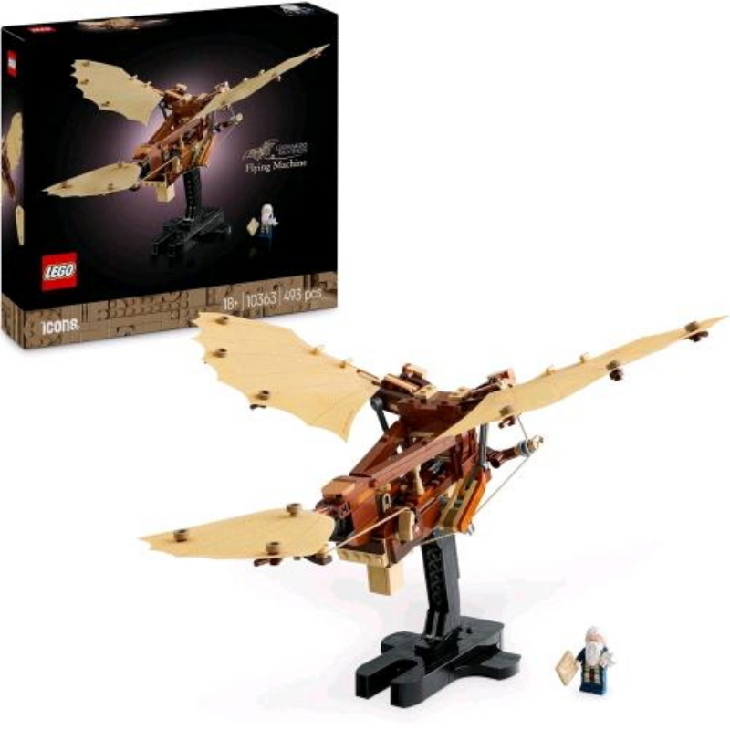 Lego icons macchina volante di leonardo da vinci kit modellismo da esposizione con minifigura di leonardo