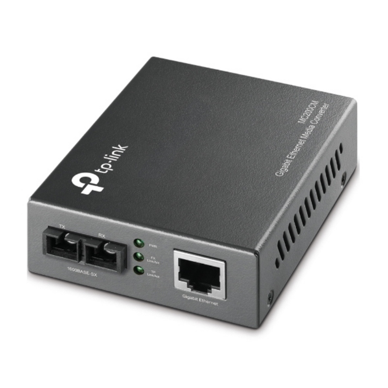 Fiber converter tp-link mc200cm gigabit 1000mbps rj45 to 1000mbps multi-mode sc fiber converter, full-duplex,up to 550m