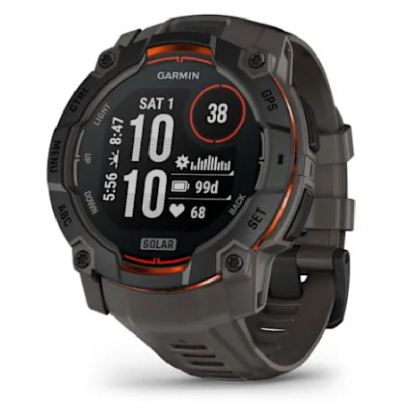 Garmin instinct® 3 solar 50mm kohle/ schwarz mit silikon-wechselarmband 26 mm kohle
