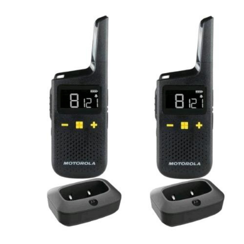Motorola xt185 walkie talkie professionali ip54 16 canali + 121 codici privacy portata fino ad 8km nero 2 pz.