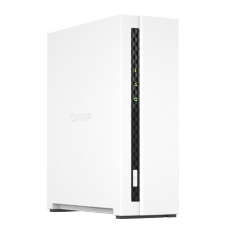 **qnap nas tower 1-bay arm 4-core 1.8ghz, 1xsata 6gb/s, 3.5/2.5, 2gb ram on-board, 1xgbe, 1xusb 3