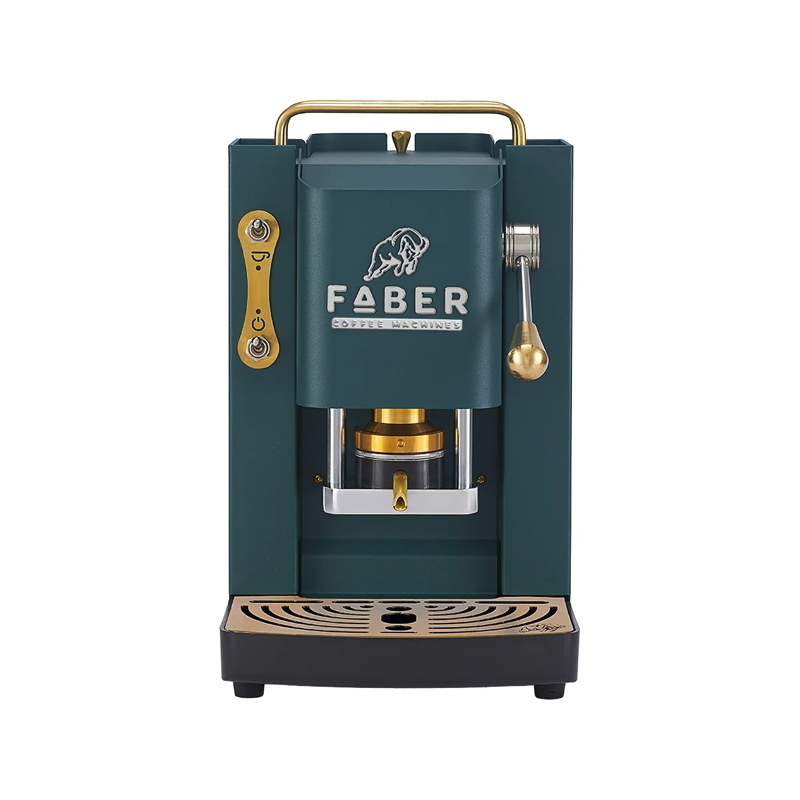 Faber pro deluxe 3.0 british green brass - macchina caffÃ? a cialde - elettrovalvola - portacialda estraibile