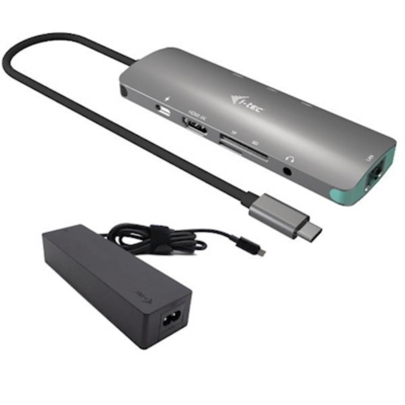 I-tec usb-c metal nano docking station 4k hdmi lan with power delivery 100 w + charger 100w