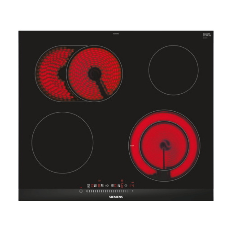 Siemens et675fnp1e piano cottura nero, acciaio inox da incasso ceramica 4 fornello(i)