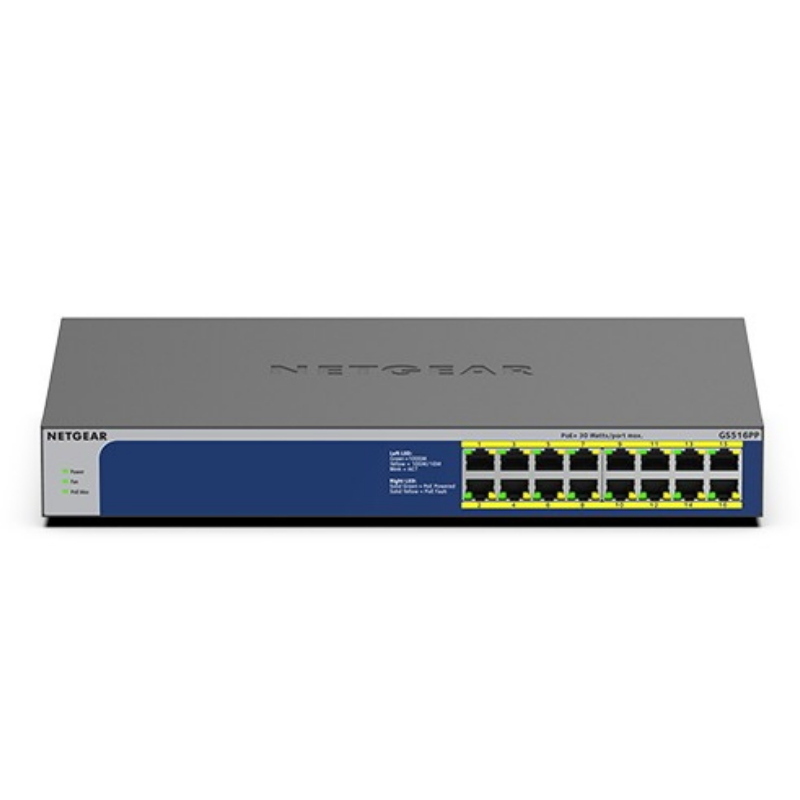 Netgear gs516pp non gestito gigabit ethernet (10/100/1000) supporto power over ethernet (poe) blu, grigio - Immagine 4