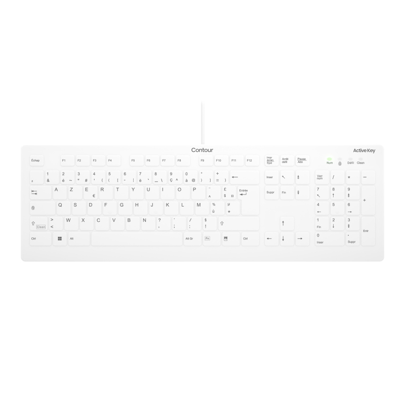 Contour design active key ak-c8112 tastiera medico usb azerty francese bianco