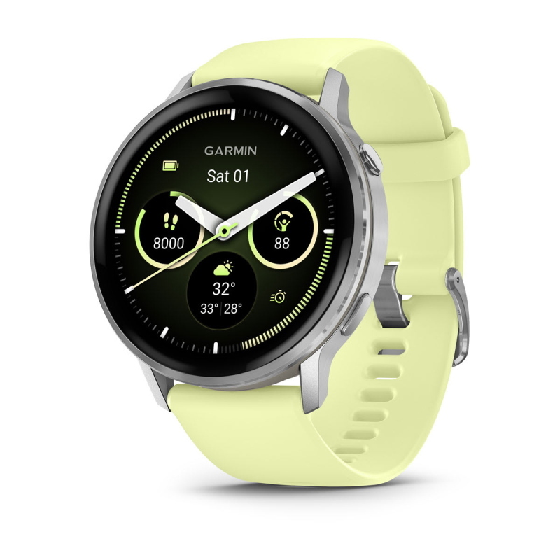 Garmin venu® 4 - 45 mm grau/silber mit schnellwechsel-silikon-armband 22 mm zitrone - Immagine 4