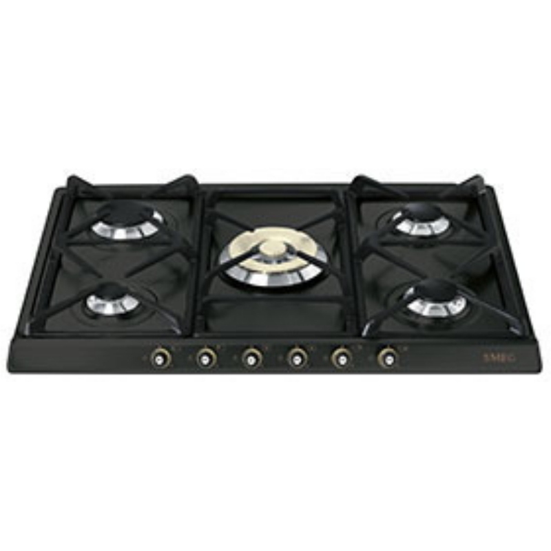 Smeg piano cottura incasso gas 5 zone 70/75cm antracite sr775ao