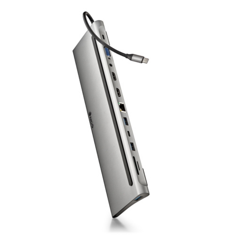 Ngs docking type-c output: usb 2.0 + 2x usb 3.0 + 2x hdmi + vga + audio + pd + rj45 + usb c + sd/tf