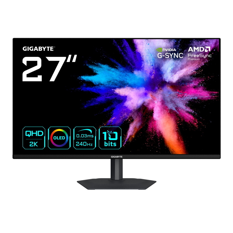 Gigabyte go27q24a monitor gaming oled 27 2k qhd - 2560 x 1440, 240hz, 0.03ms, 400 cd/m², freesync premium, g-sync compatibile,