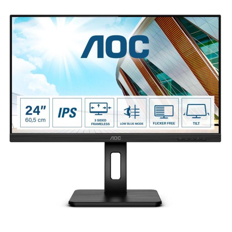 Aoc monitor 23.8`` led ips 24p2q 1920 x 1080 fhd tempo di risposta 4 ms