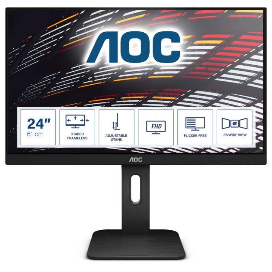 Aoc pro-line x24p1 24 led ips formato 16:10 contrasto 1.000:1 1.920x1.200px 1xvga 1xhdmi 4xusb-a 1xdisplay port italia nero