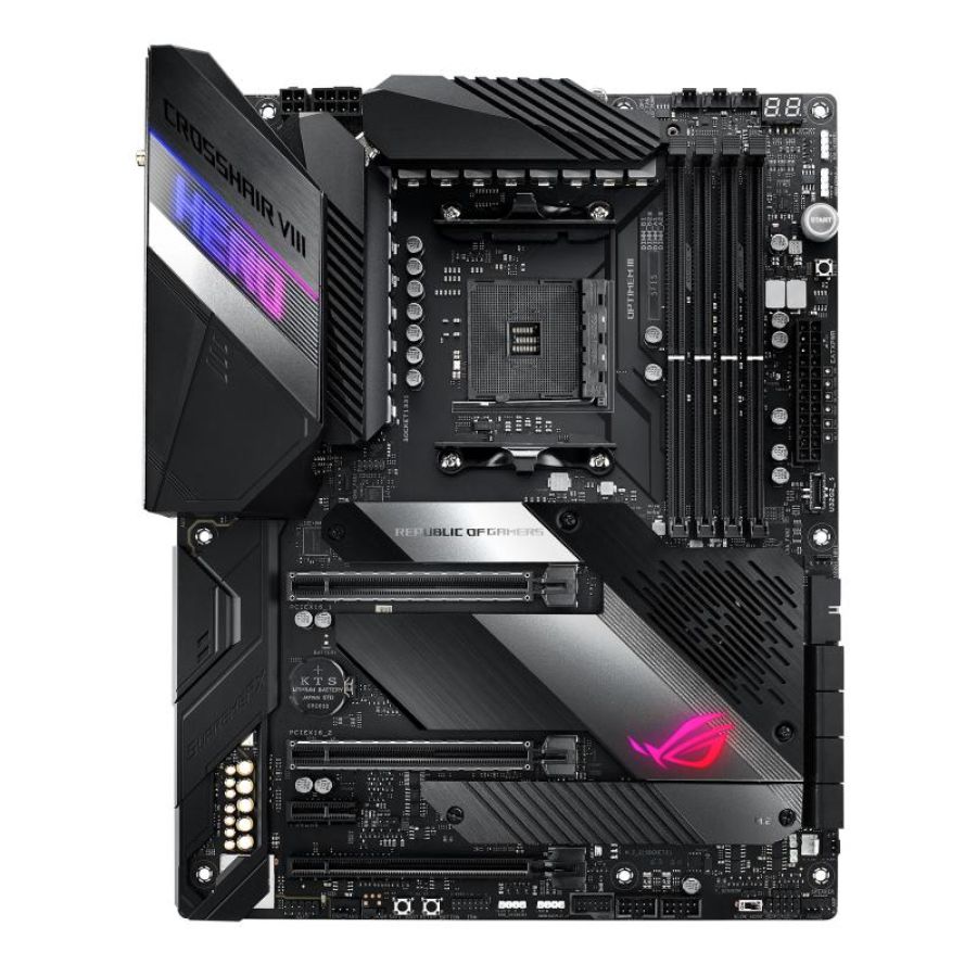 Asus rog crosshair viii hero wi-fi scheda madre gaming amd x570 atx con pcie 4.0, 16 fasi di alimentazione, optimem iii, wi-fi 6 onboard, lan 2.5 gbps, usb 3.2, sata, m.2 e aura sync rgb