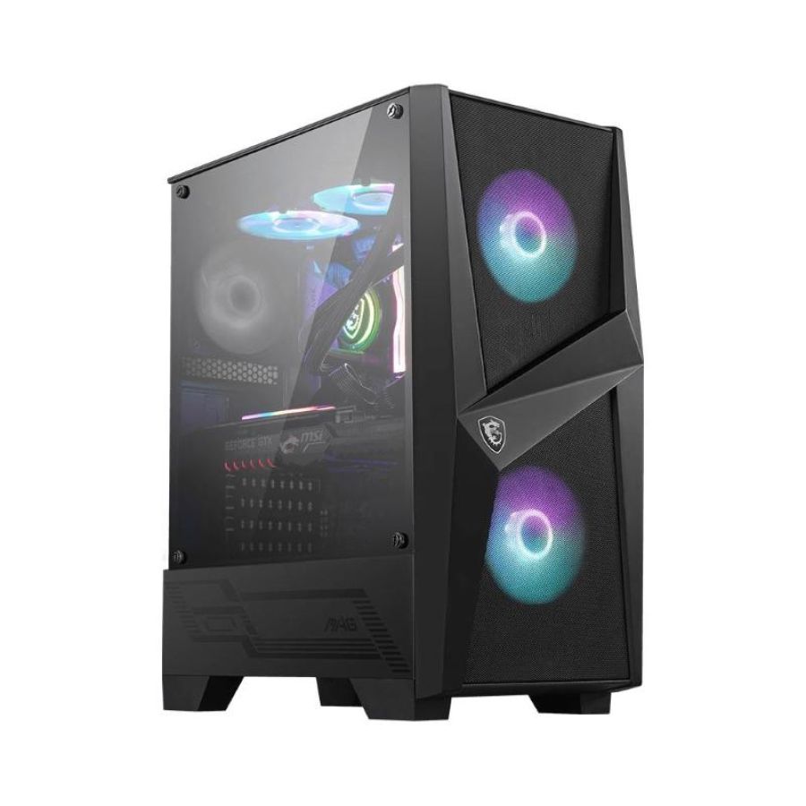 Msi mag forge 100r case atx, 2 ventole argb + controller (mystic light), supporta radiatori fino a 240mm, vetro temperato 4mm, filtro antipolvere, airflow ottimizzato, 2x usb 3.2 gen1