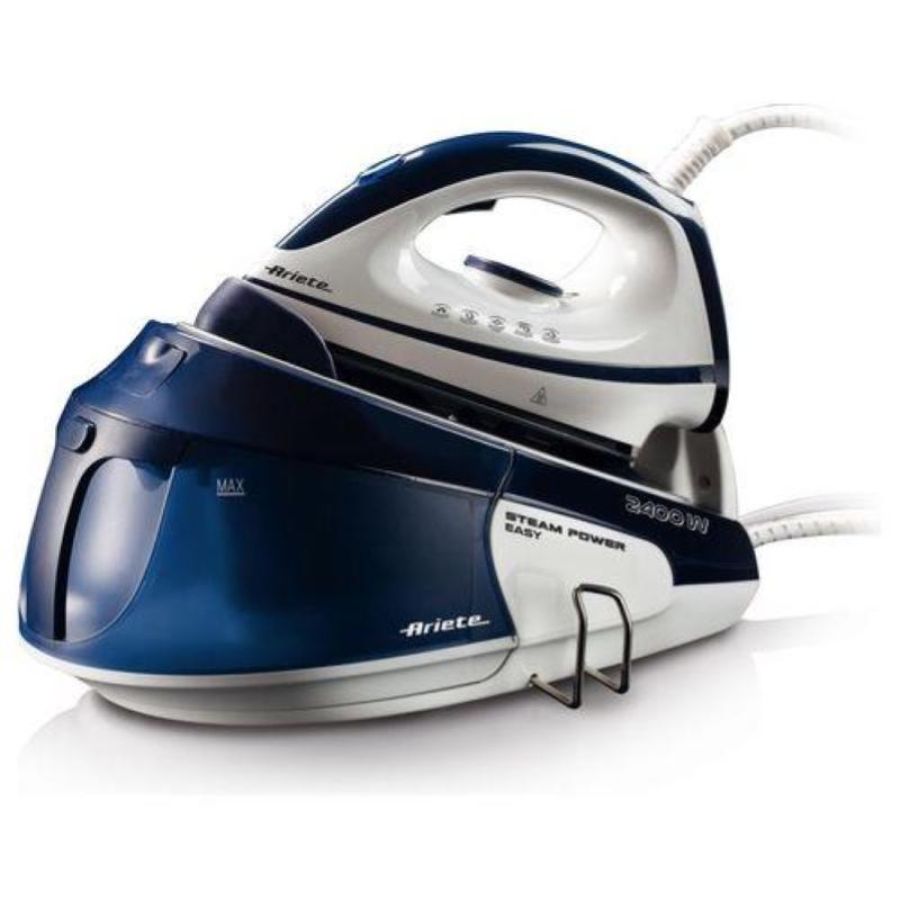 Ariete 5571 steam power easy ferro da stiro con caldaia 2.400 w serbatoio 1.8 lt removibile colpo vapore 130gr. 120 gr/min piastra in ceramica bianco/blu
