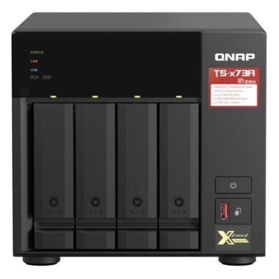 Qnap ts-473a nas chassis tower amd ryzen embedded v1500b 2.2ghz ram 8gb-4 bay hdd/ssd 2.5/3.5/m.2-s.o. qnap turbo system black