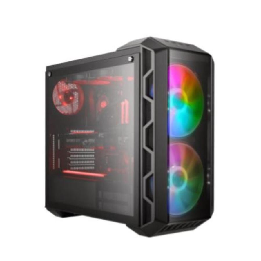 Cooler master mastercase h500 argbâ? case per pc con due ventole da 200 mm ottimo flusso d`aria, panello frontale versione traforata mesh o chiusa trasparente, capacita` hardware atx flessibile