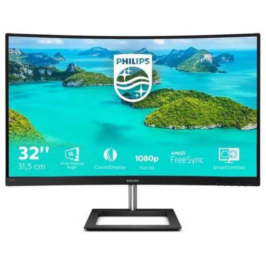 Philips 322e1c gaming monitor curvo da 32``, fhd led va adaptive sync 75 hz, hdmi, display port, vga, flicker free, low blue, nero