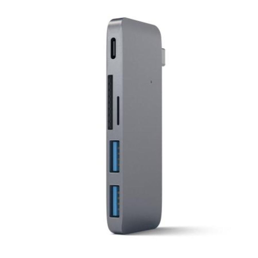 Satechi st-tcupm hub 3 in 1 tipo-c usb 3.0 in alluminio con porta di ricarica usb-c per macbook 2015/2016/2017 da 12 space grey
