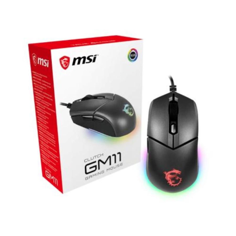 Msi clutch gm11 mouse gaming black usb 2.400dpi 4 tasti