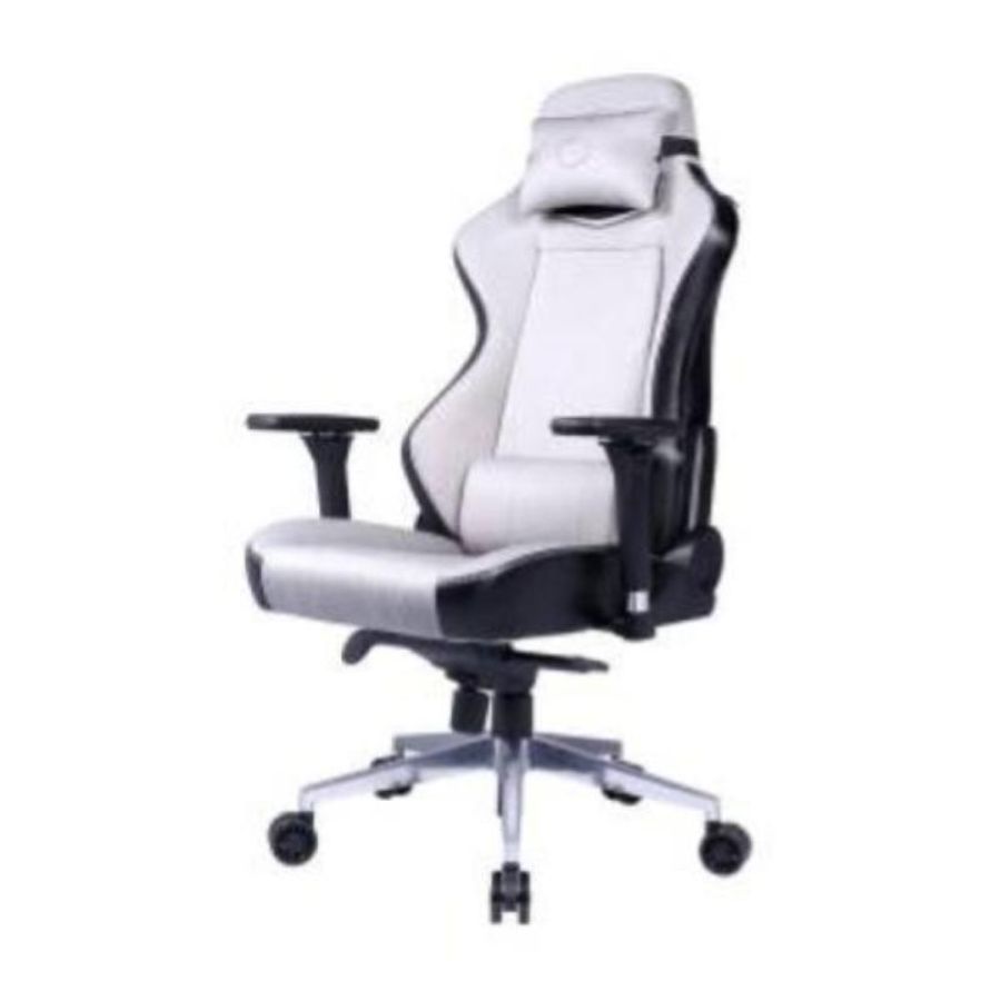 Cooler master gaming caliber x1c e` un sedia gaming regolabile con braccioli 4d e cuscini ergonomici bianco nero