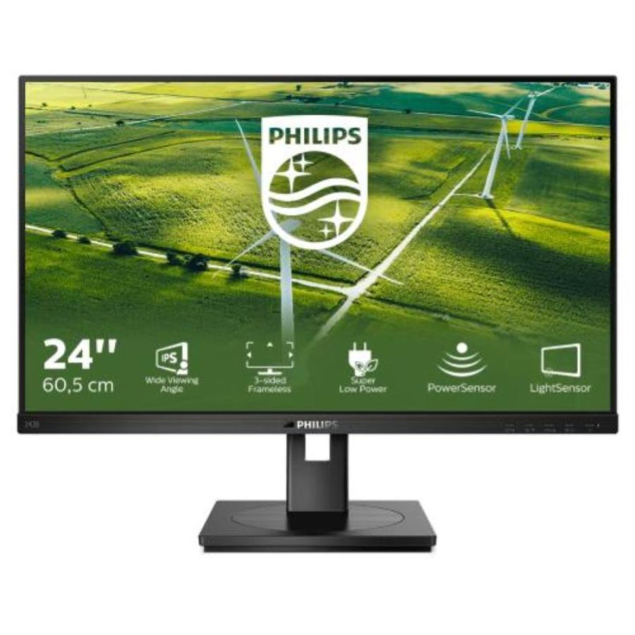 Philips 242b1g/00 23.8 led ips full hd 16.9 74hz 4ms contrasto 1.000:1 low blue light hub usb vga dvi-d hdmi displayport altoparlanti incorporati nero