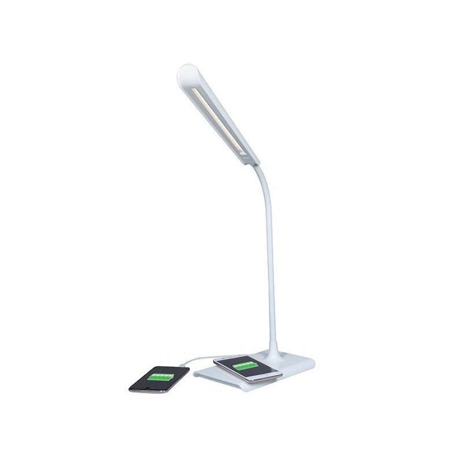 Mediacom m-lamwc1 lampada da tavolo led usb con wireless charger bianco