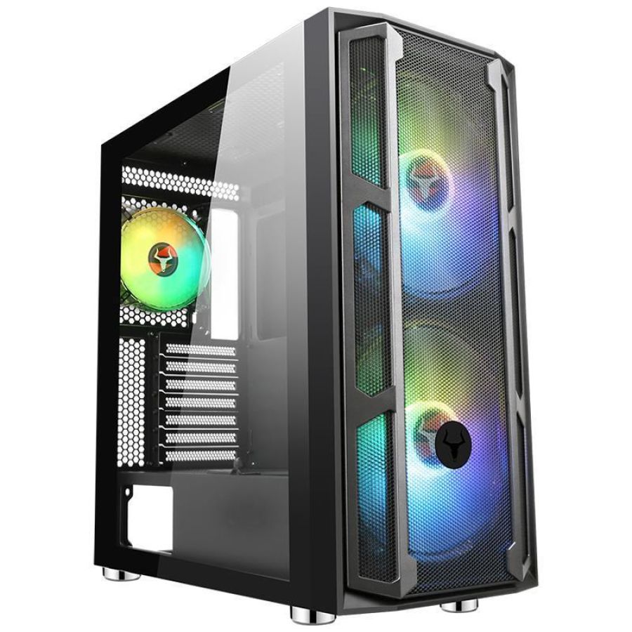 Itek majes 20 mesh evo case full tower pannello laterale in vetro temperato frontale mesh 2x20cm ventole argb 2xusb 2.0 2xusb 3.0 black