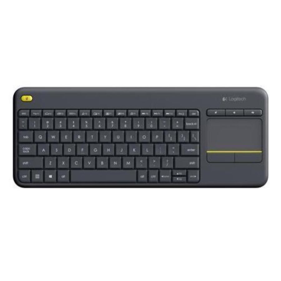 Logitech k400 plus tastiera wireless touch tv, facili controlli multimediali e touchpad integrato, tastiera htpc per tv collegata al pc, windows, android, chrome os, laptop, italiano qwerty - nero