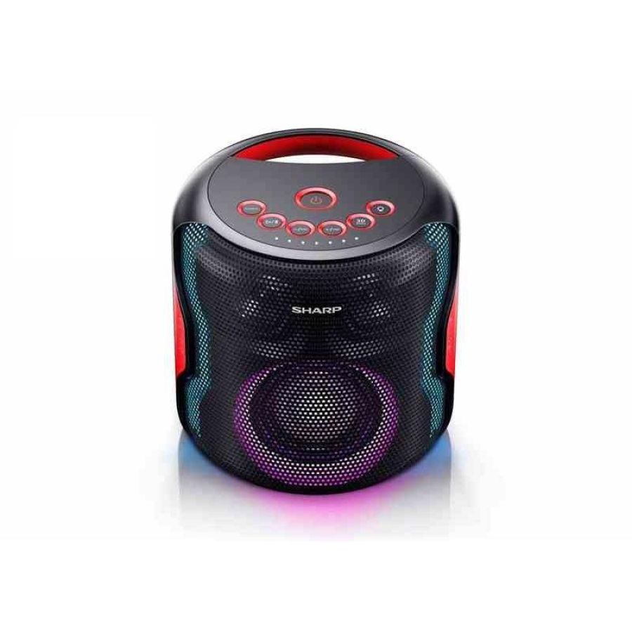 Sharp ps-919 speaker bluetooth portatile 130w tws per accoppiare 2 unita` usb aux ipx5 luci led batteria integrata nero