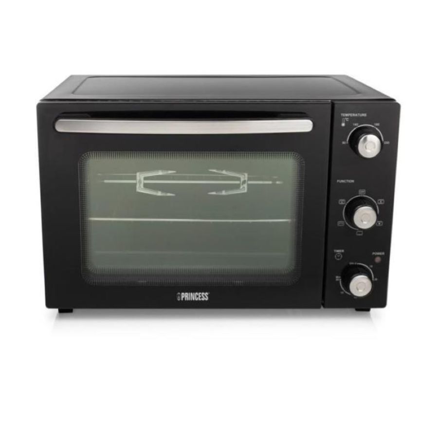 Princess fornetto elettrico ventilato a convezione deluxe 32lt 1500w 6 impostazioni con termostato regolabile e girarrosto nero