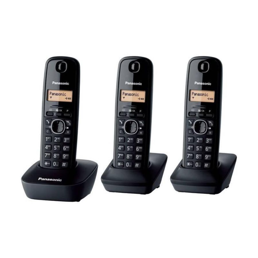 Panasonic kx-tgb613jtb trio cordless dect + 2 aggiuntivi black