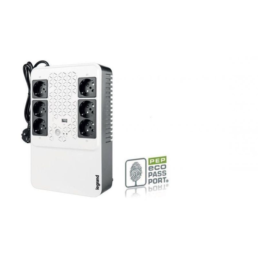 Legrand ups bticino 310082 gruppo di continuita` new keor multiplug con caricatore usb 800 va-480w 6 prese multistandard