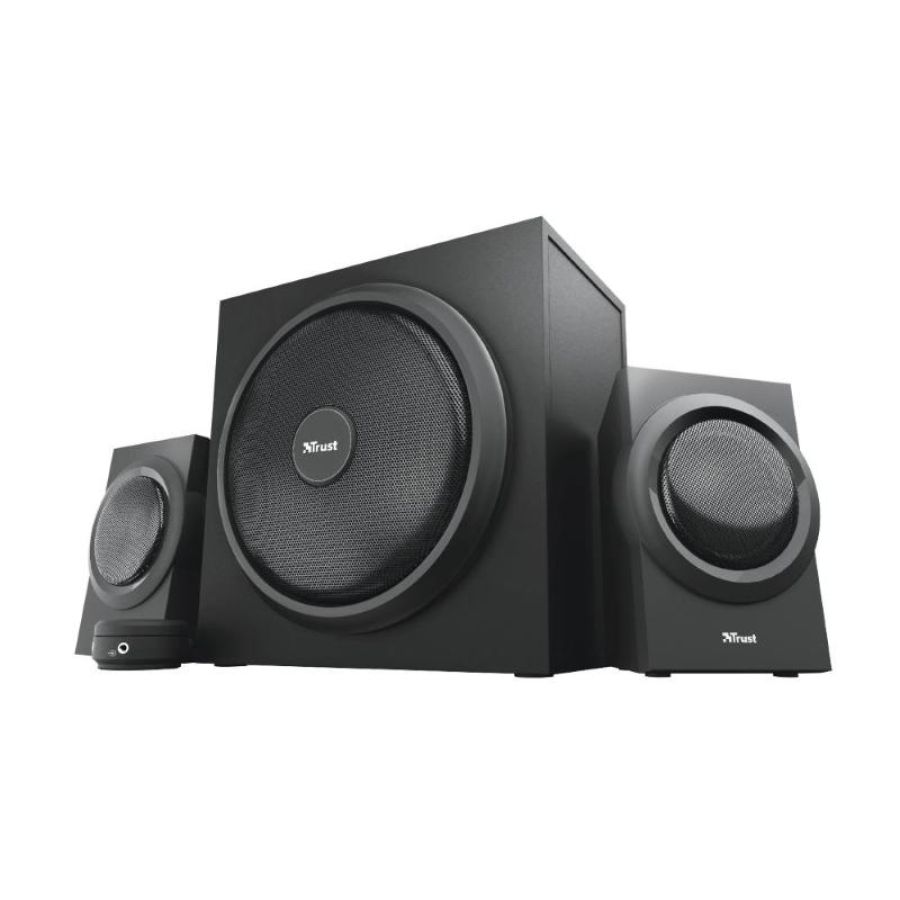 Trust yuri set di altoparlanti 2.1 con subwoofer 60 w subwoofer in legno con potente driver da 5.25 black