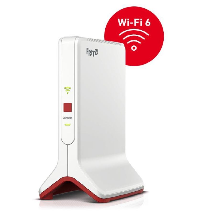 Avm fritz repeater 6000 ripetitore wifi 6 triband mesh wi-fi access point 2 porte gigabit lan bianco rosso